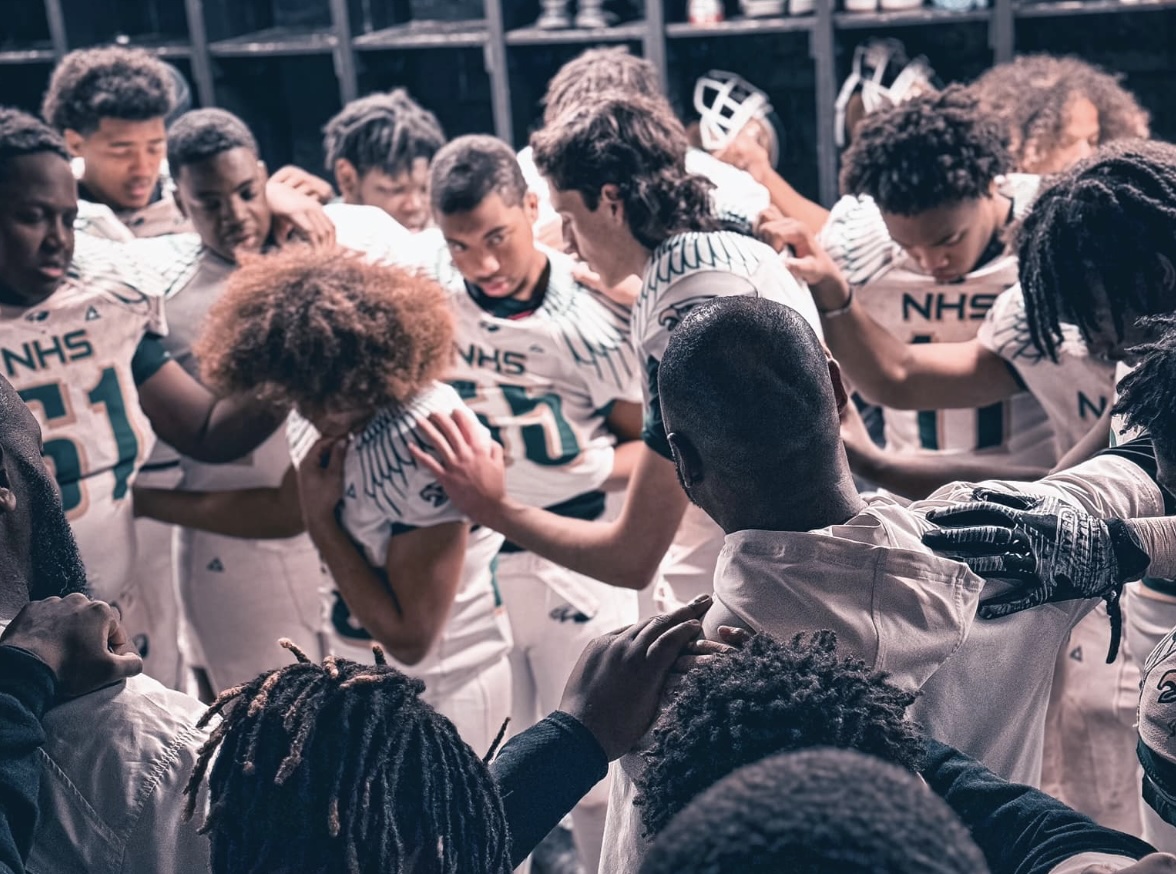 Northeastern High's football team in the locker room from 2023. Courtesy of Northeastern High School's Facebook page
